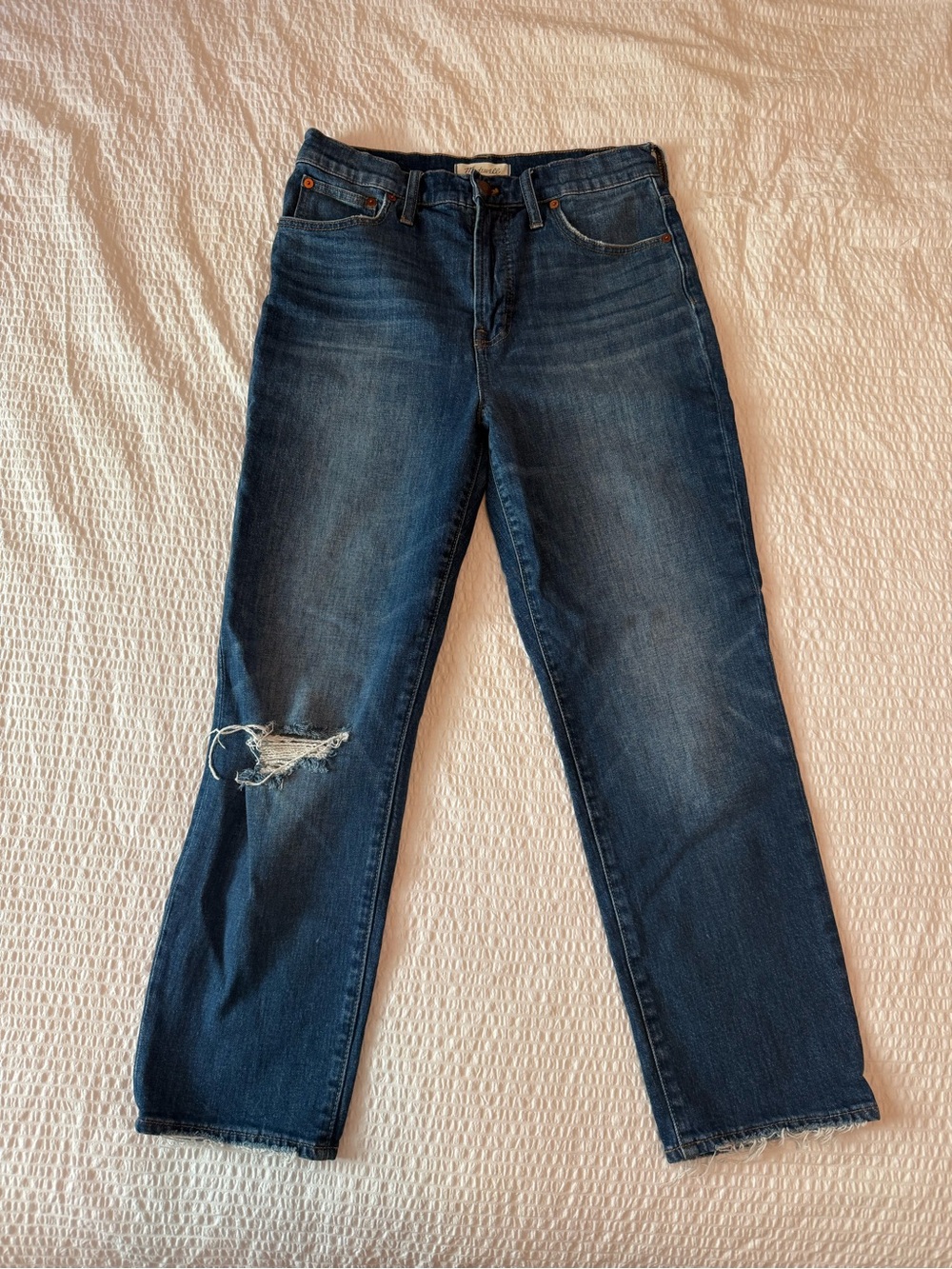 Madewell Dark Blue Distressed Ankle Jeans